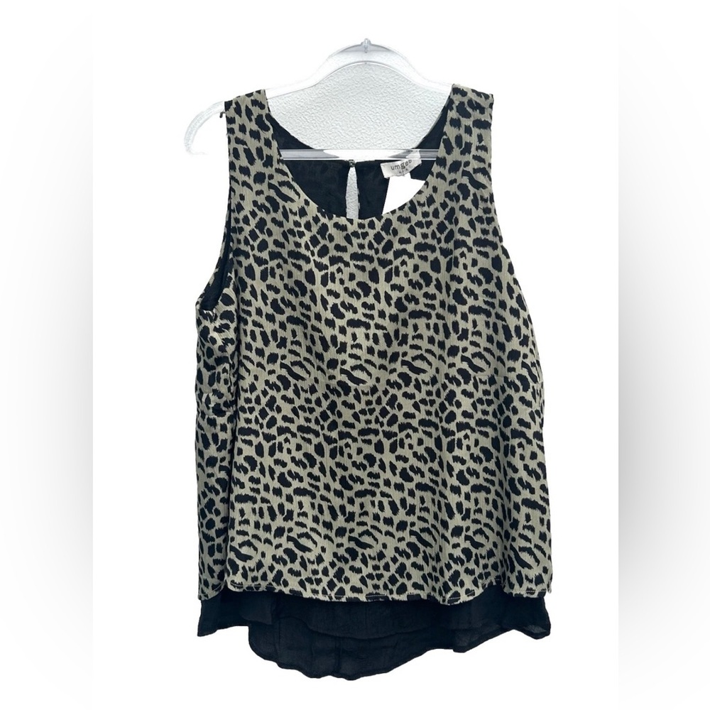 NEW Umgee Leopard Tank Women S Green Sage Sleeveless lined Flowy Going Out Party